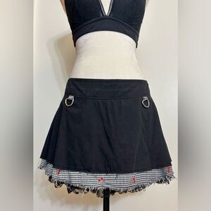 Vintage Y2K Lip Service Black Lace & Cherries Layered Skirt SZ M